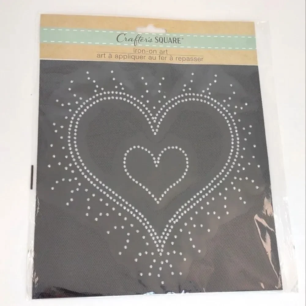 Crafter’s Square Iron-On Heart sparkle rhinestone Appliqué NWT
